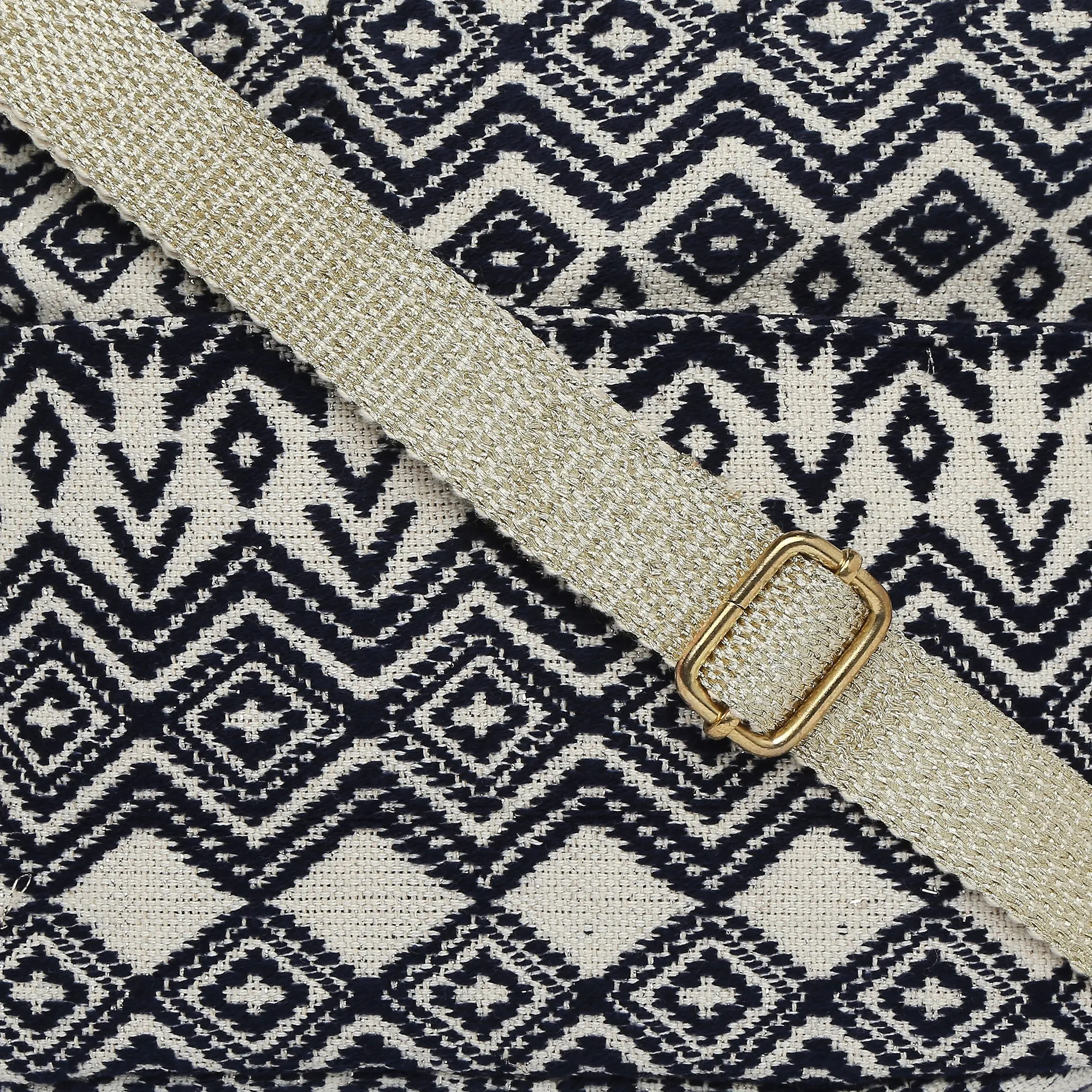Accessorize London Women's Fabric Navy Aztec Sling Bag