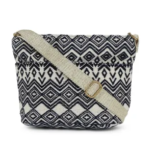 Accessorize London Women's Fabric Navy Aztec Sling Bag