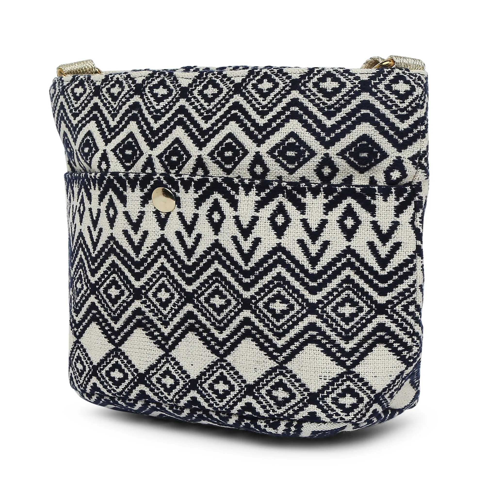 Accessorize London Women's Fabric Navy Aztec Sling Bag