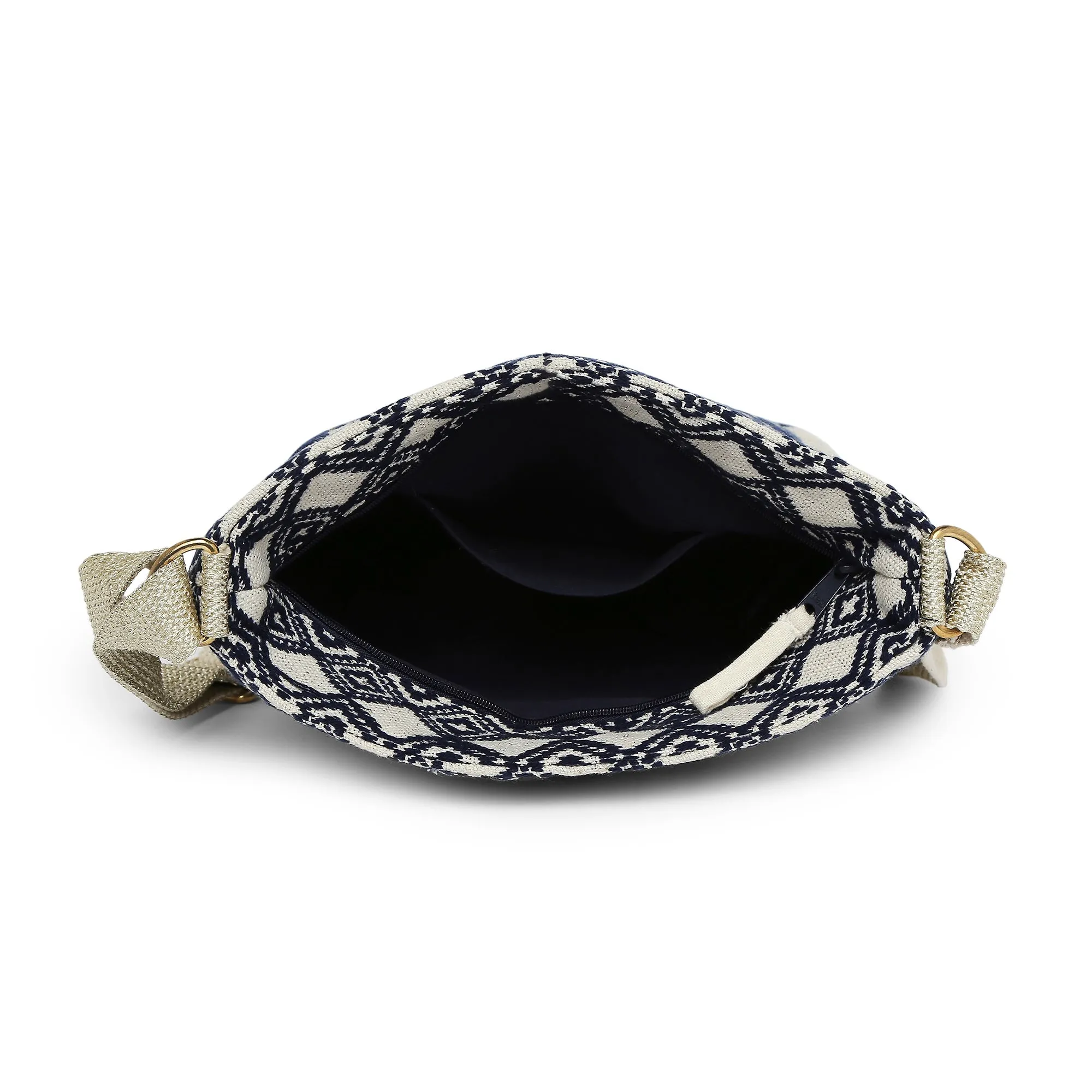 Accessorize London Women's Fabric Navy Aztec Sling Bag