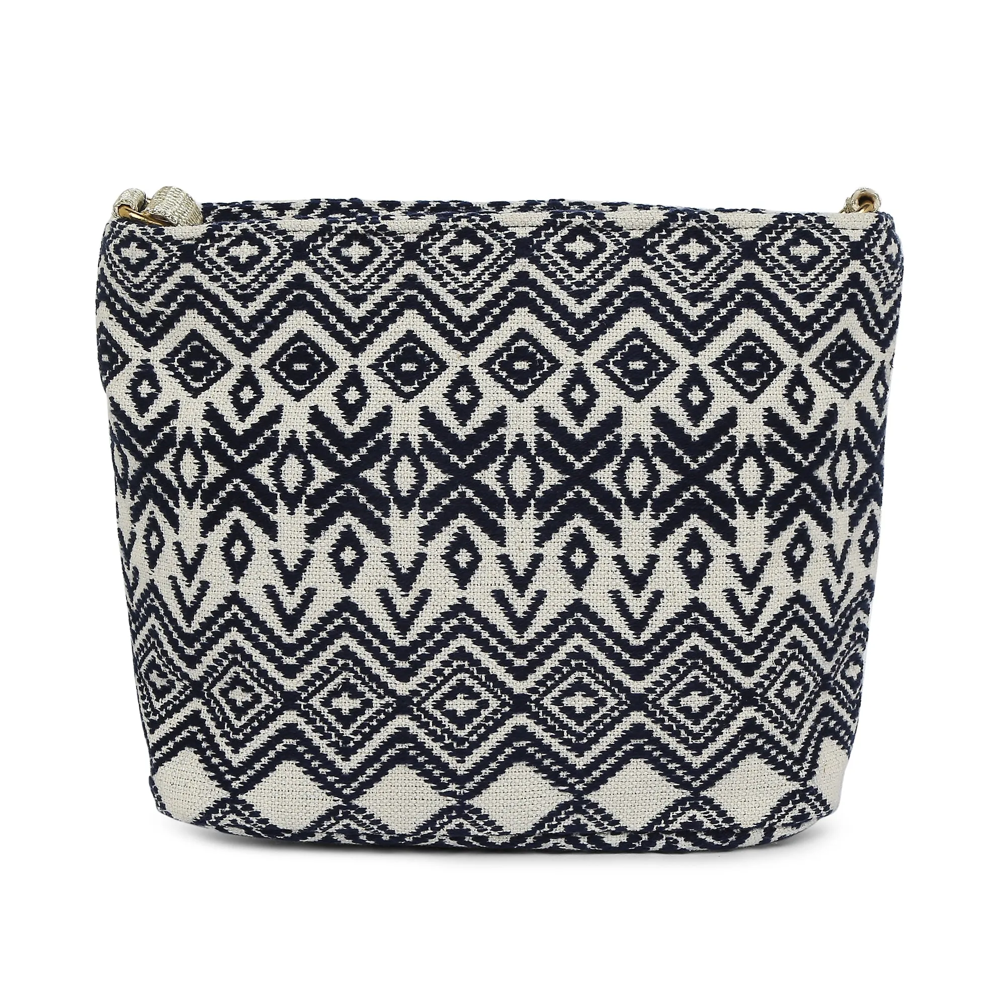 Accessorize London Women's Fabric Navy Aztec Sling Bag