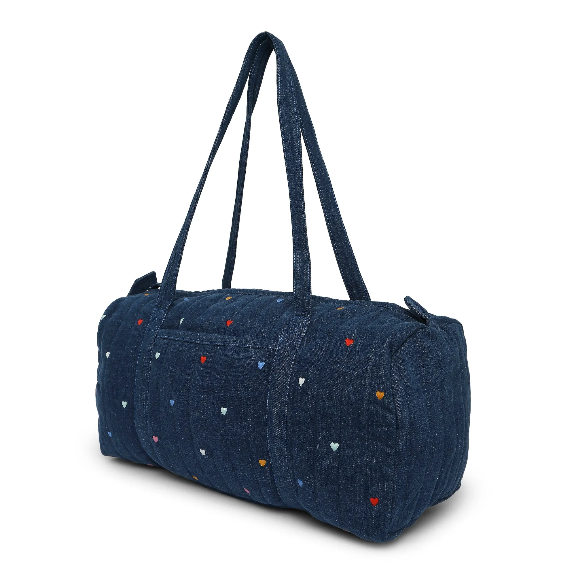Accessorize London Women's Pure Organic Cotton Blue Denim Heart Weekender Bag