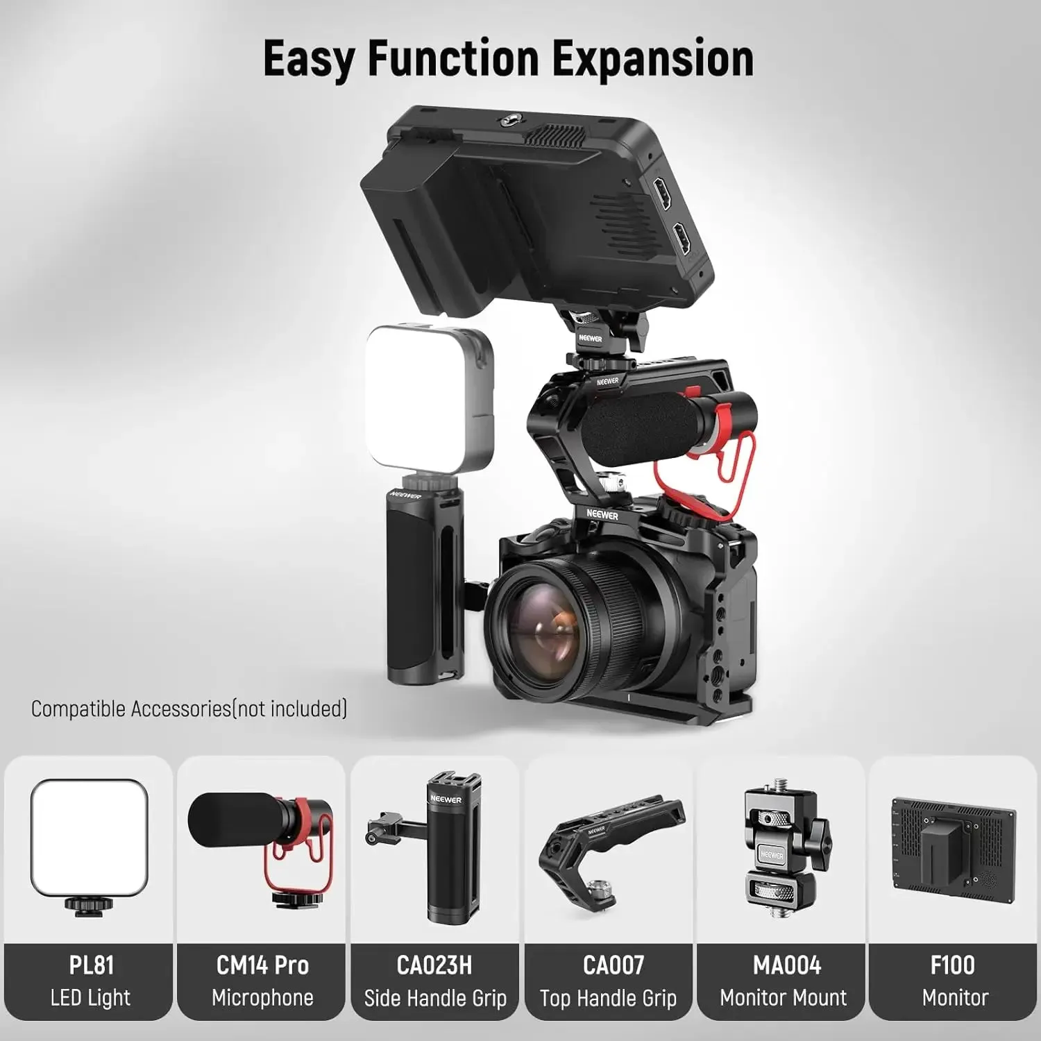 Aluminum Camera Cage for Canon Eos R50 Nato Rail 1/4 Threads 3/8 Arri Holes