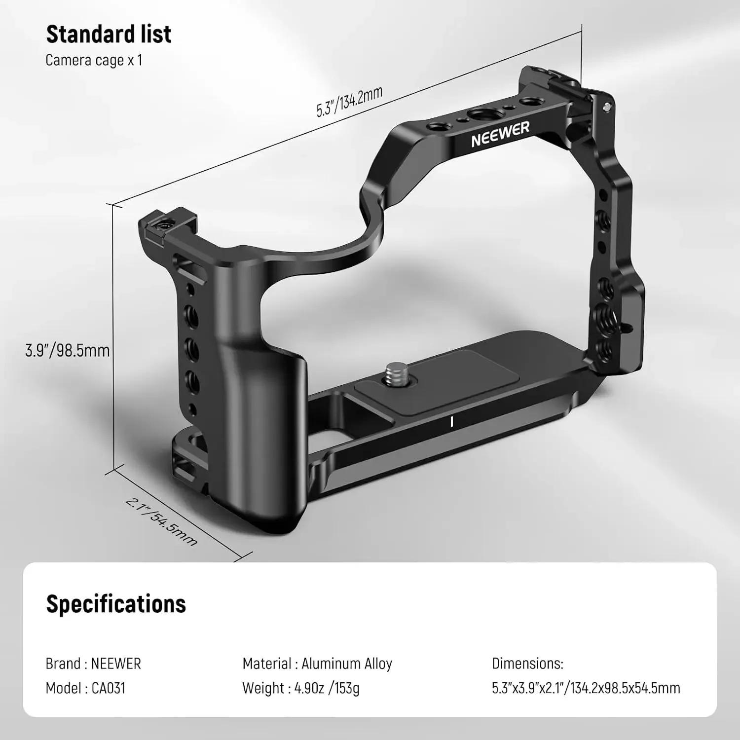 Aluminum Camera Cage for Canon Eos R50 Nato Rail 1/4 Threads 3/8 Arri Holes