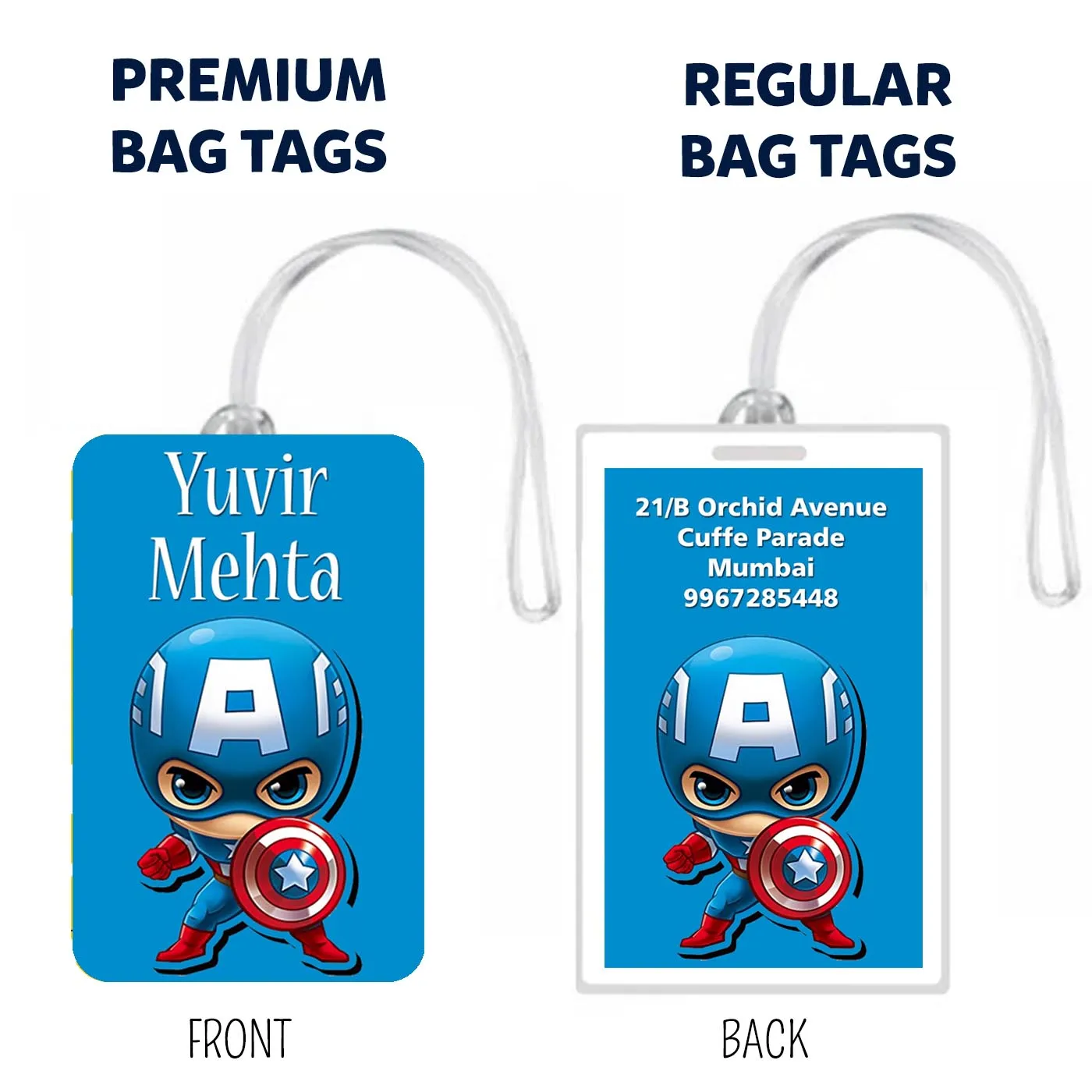 Bag Tags Captain America Design - Set of 5