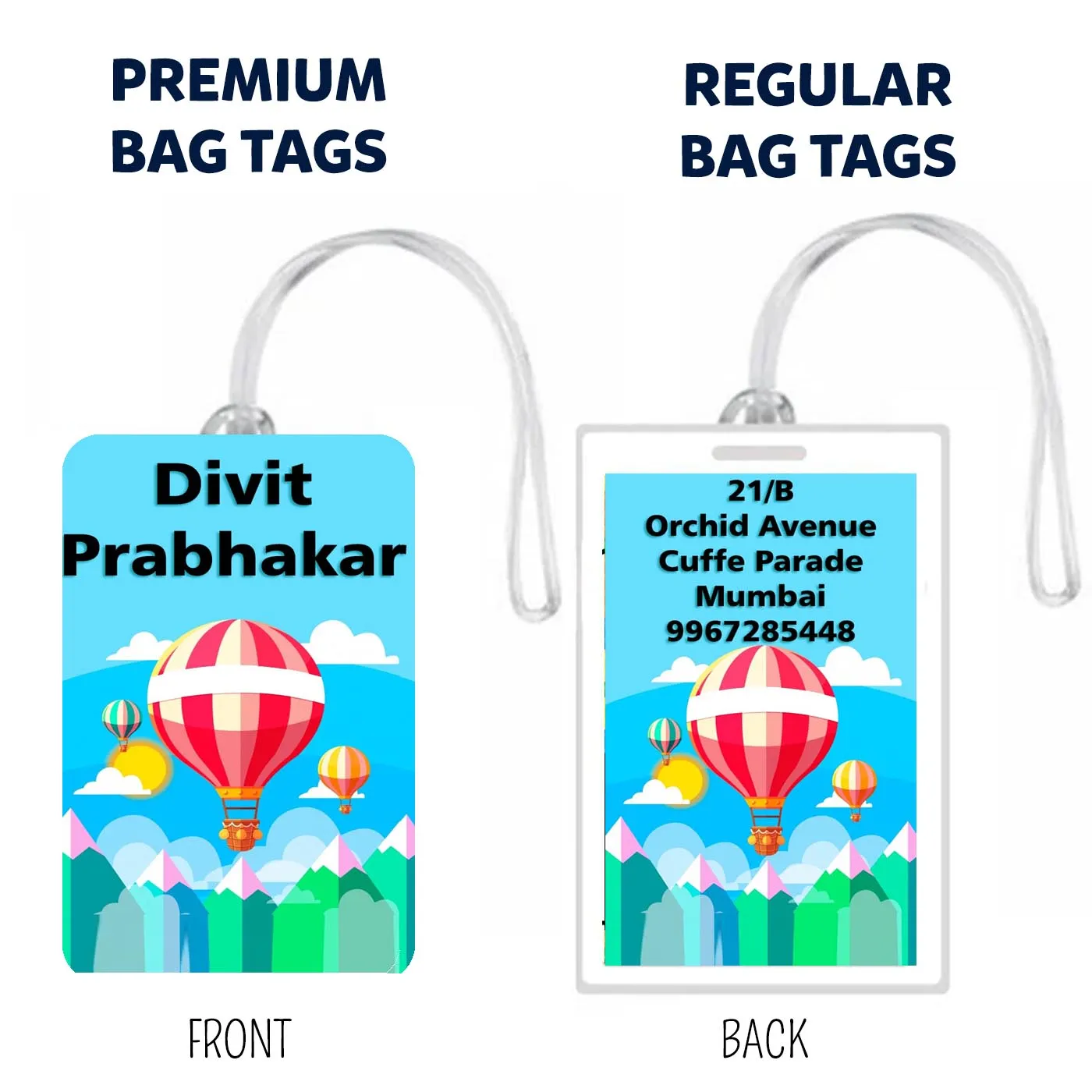 Bag Tags Hot-Air Balloon Design - Set of 5