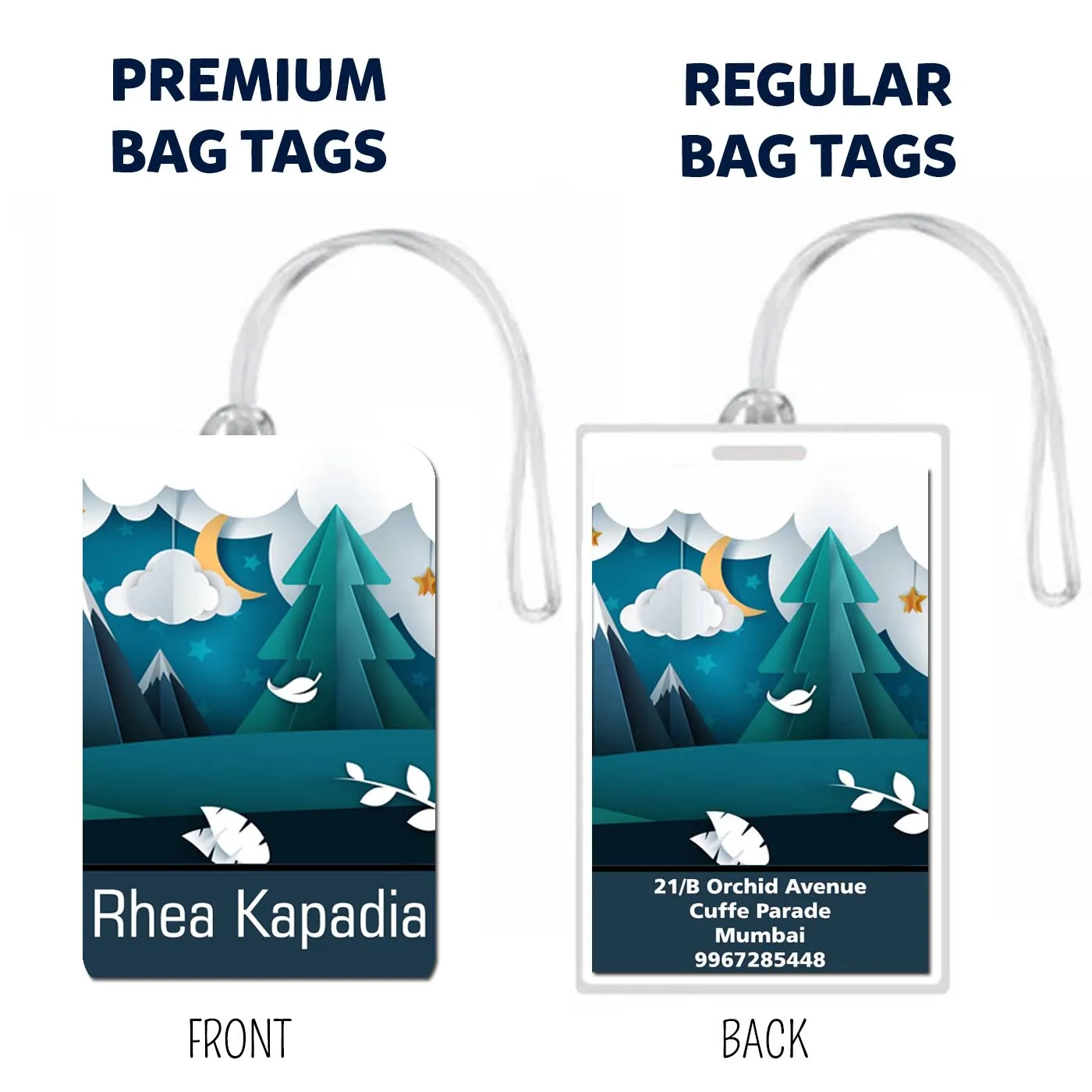 Bag Tags Ice Mountains Design - Set of 5