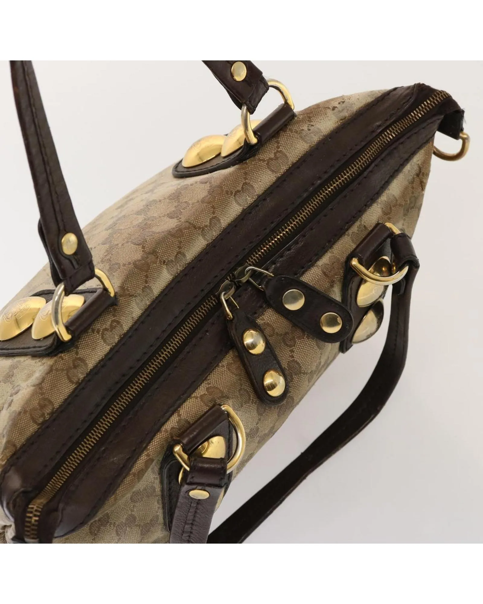 Beige GG Canvas Crystal Tote Bag