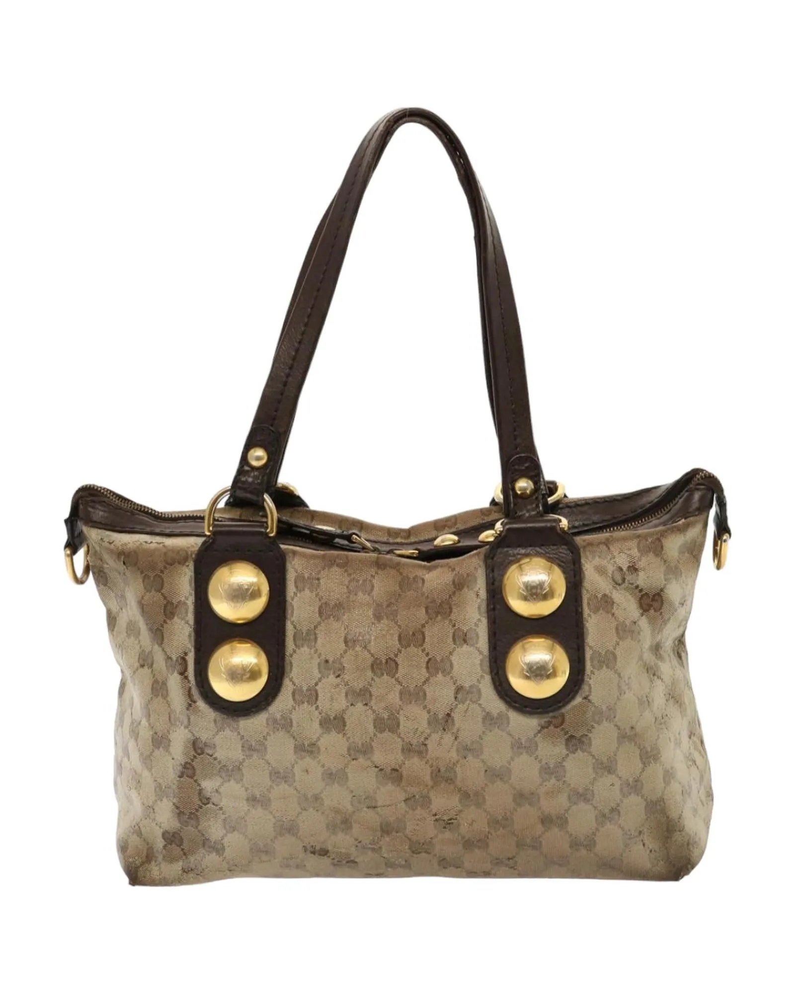 Beige GG Canvas Crystal Tote Bag
