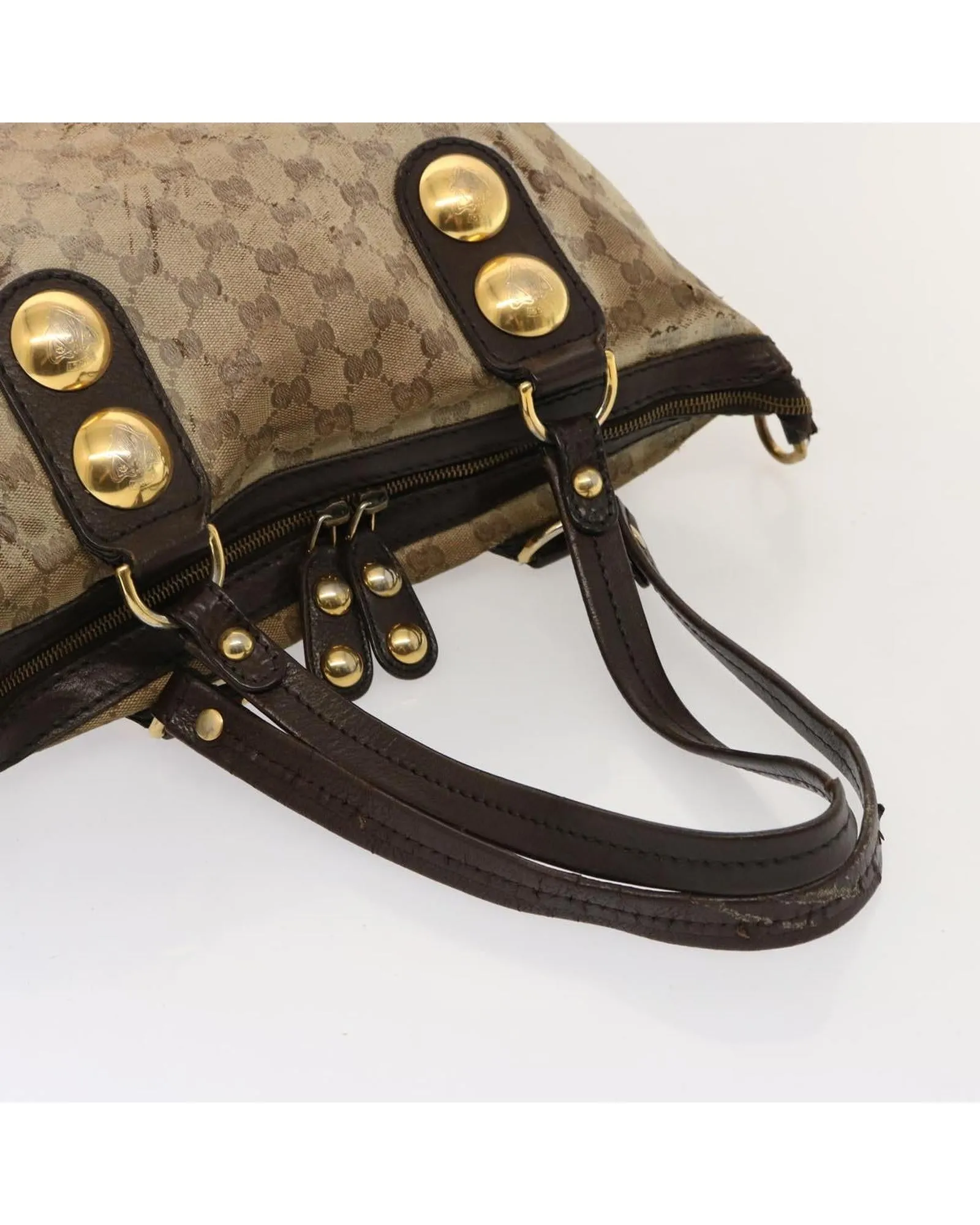 Beige GG Canvas Crystal Tote Bag