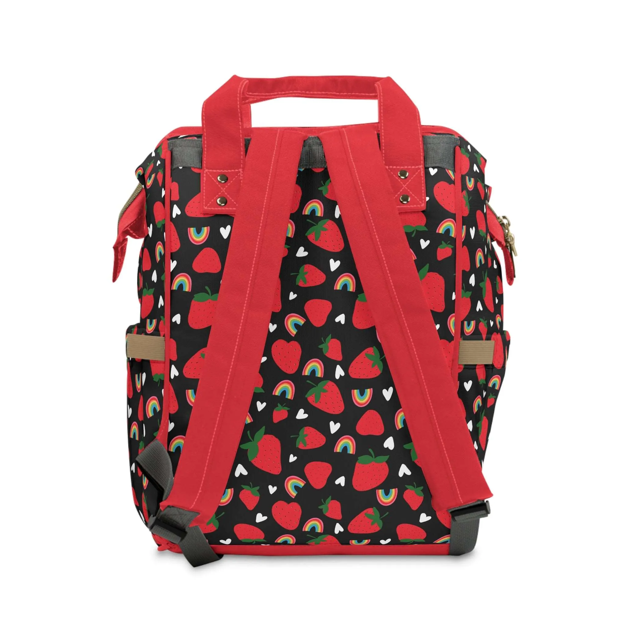 Black & Fruity Multi-Function Baby Changing Backpack Bag - Strawberry Fields 2