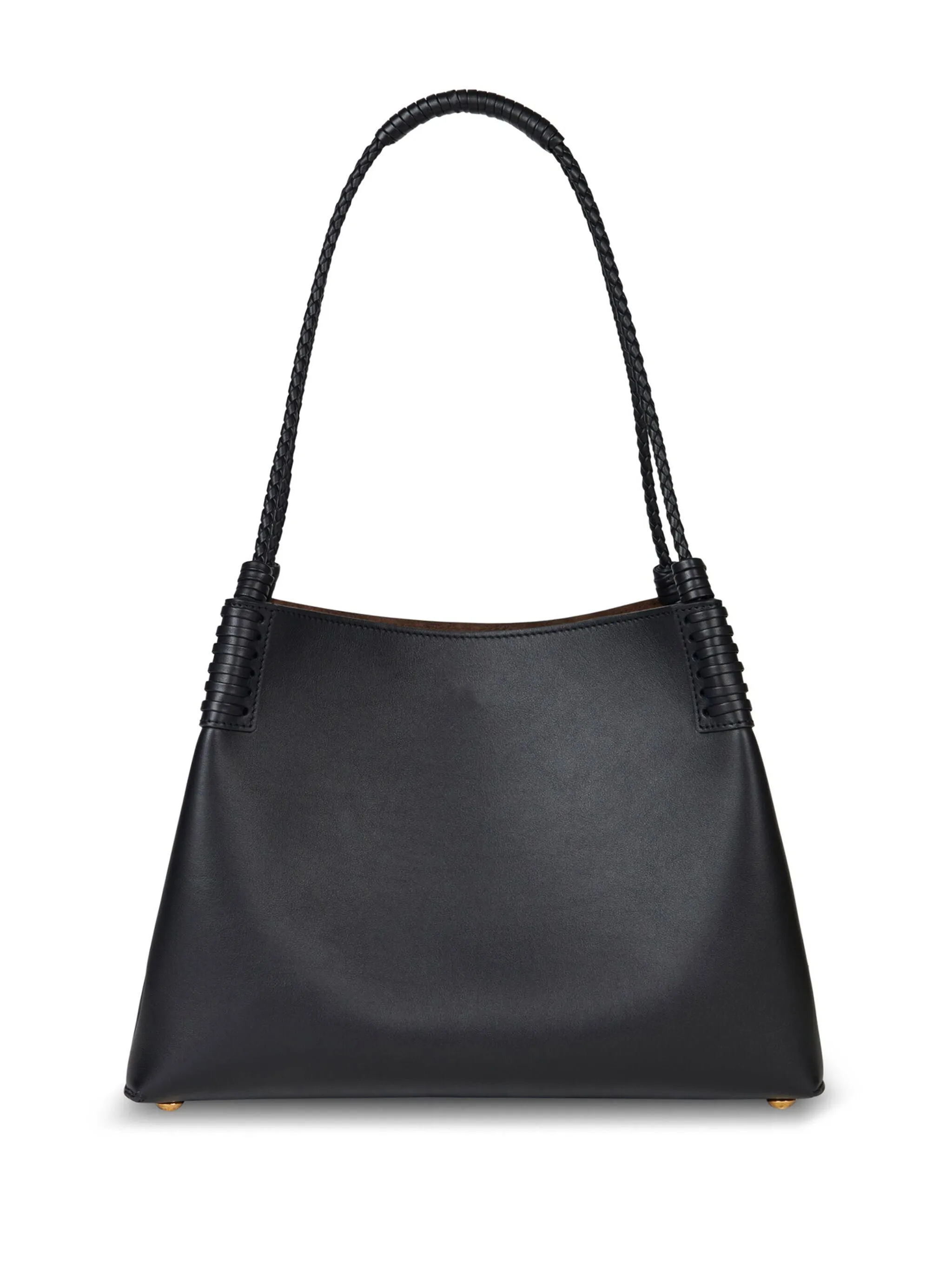 Black Leather Braided Handle Bag