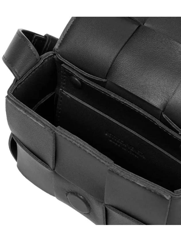 Bottega Veneta Cassette Smooth Leather Mini Crossbody Bag Black