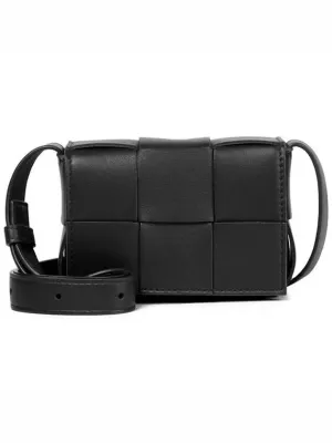 Bottega Veneta Cassette Smooth Leather Mini Crossbody Bag Black