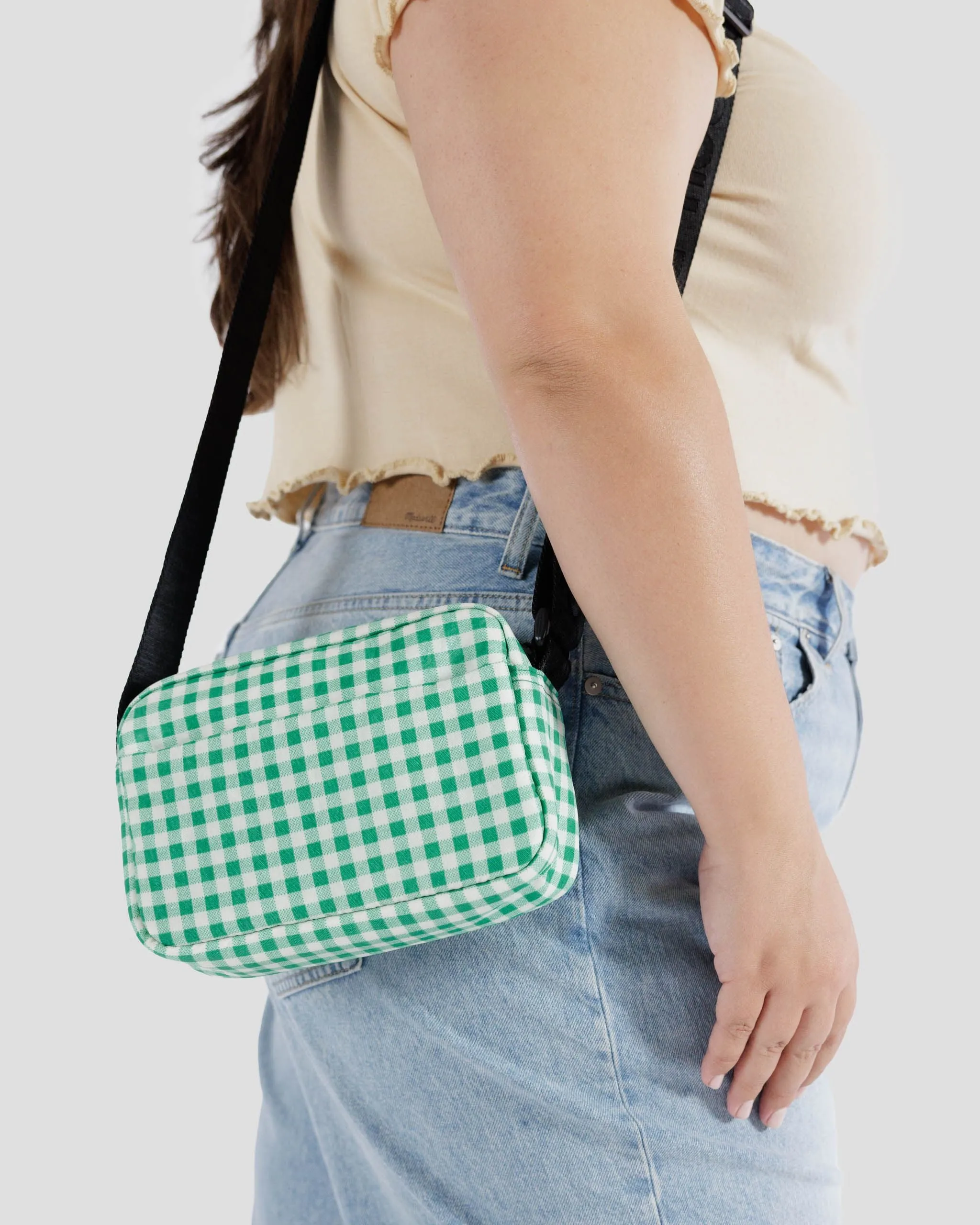 Camera Crossbody - Green Gingham