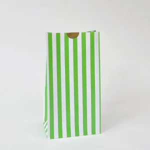 Candy Striped Party Bags Green (12 Pack)