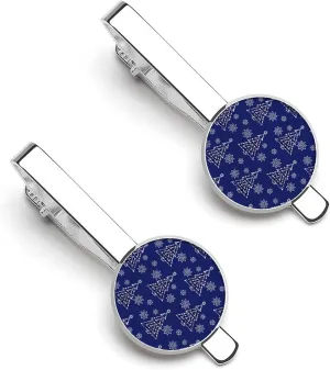 Christmas Snowflake Pattern Tie Clips for Men 2 Pcs Necktie Bar Pinch Clothing Accessories Suitable for Wedding Business Anniversary
