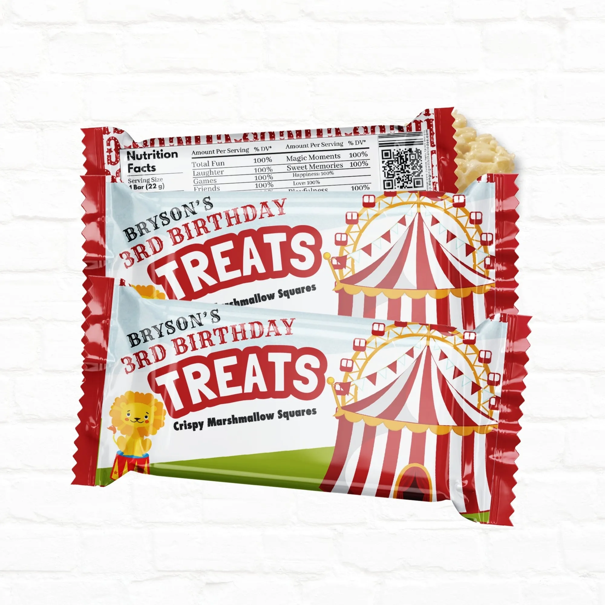 Circus Birthday Personalized Rice Krispy Treats - Custom Party Favors