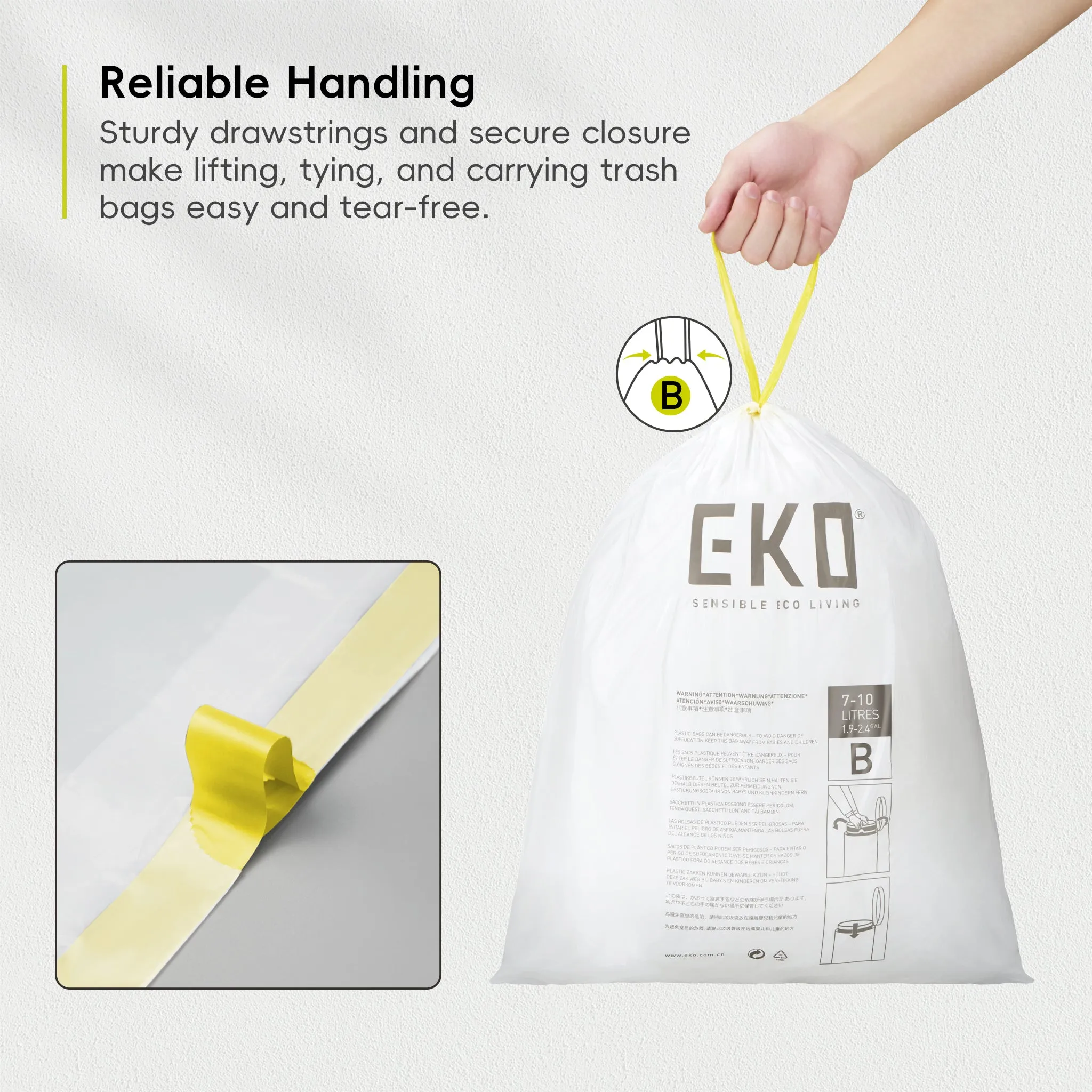 Code B - 2.6 Gallon Easy-Dispense Roll Trash Bag - 80 Count (7-10L)