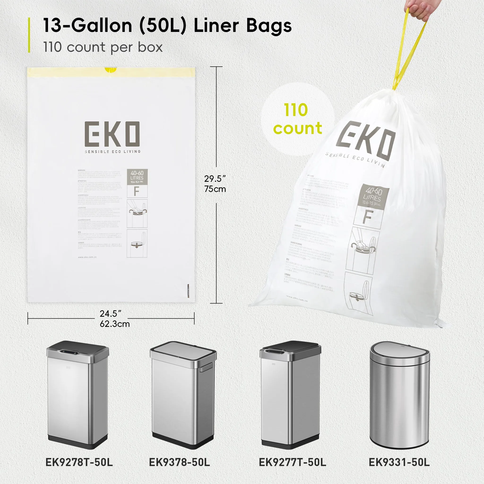Code F - 13 Gallon Trash Bag - 60 Count