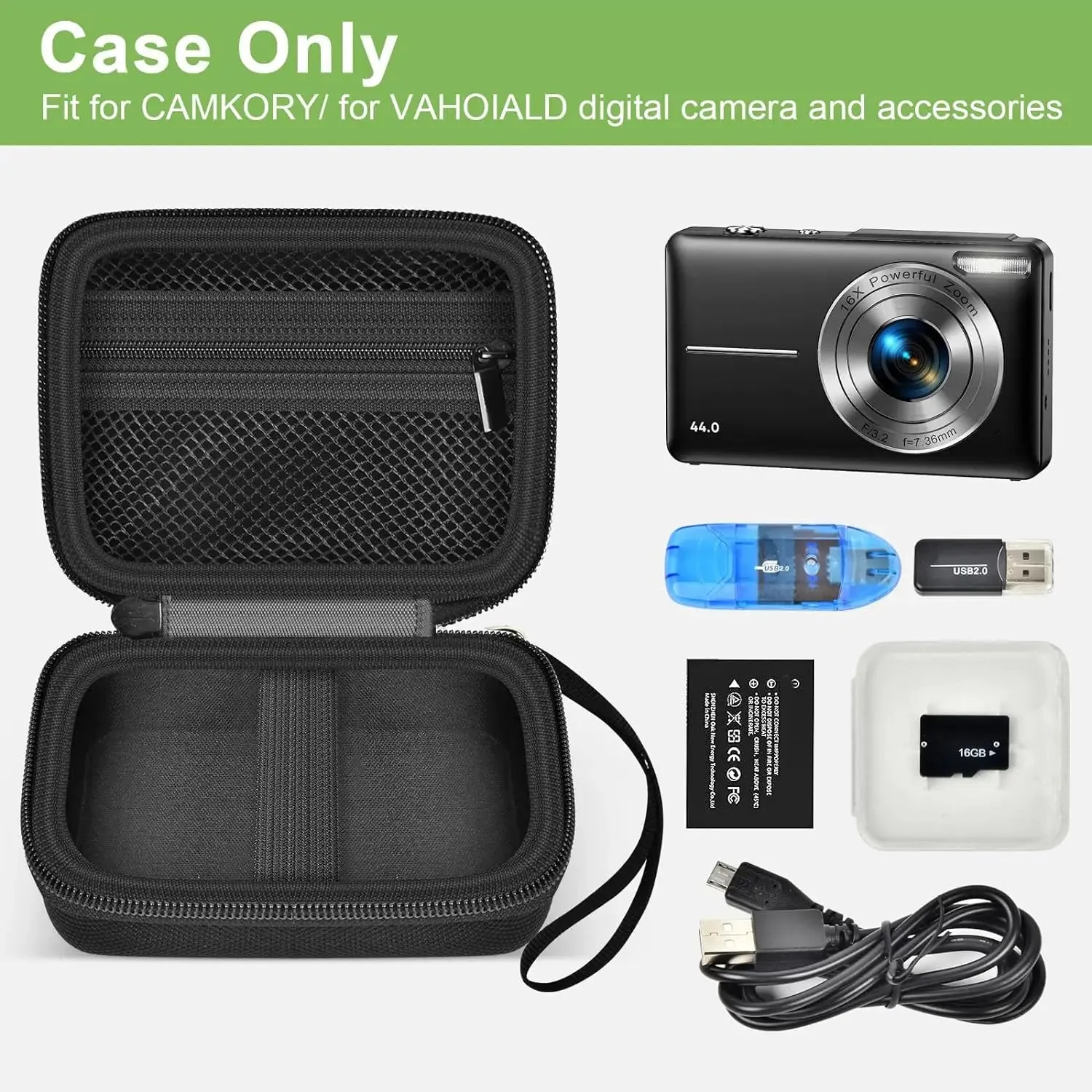 Compact Camera Case For Vahoiald Fhd 1080P Camkory Kodak Pixpro Fz45 Bk 16Mp Vlogging