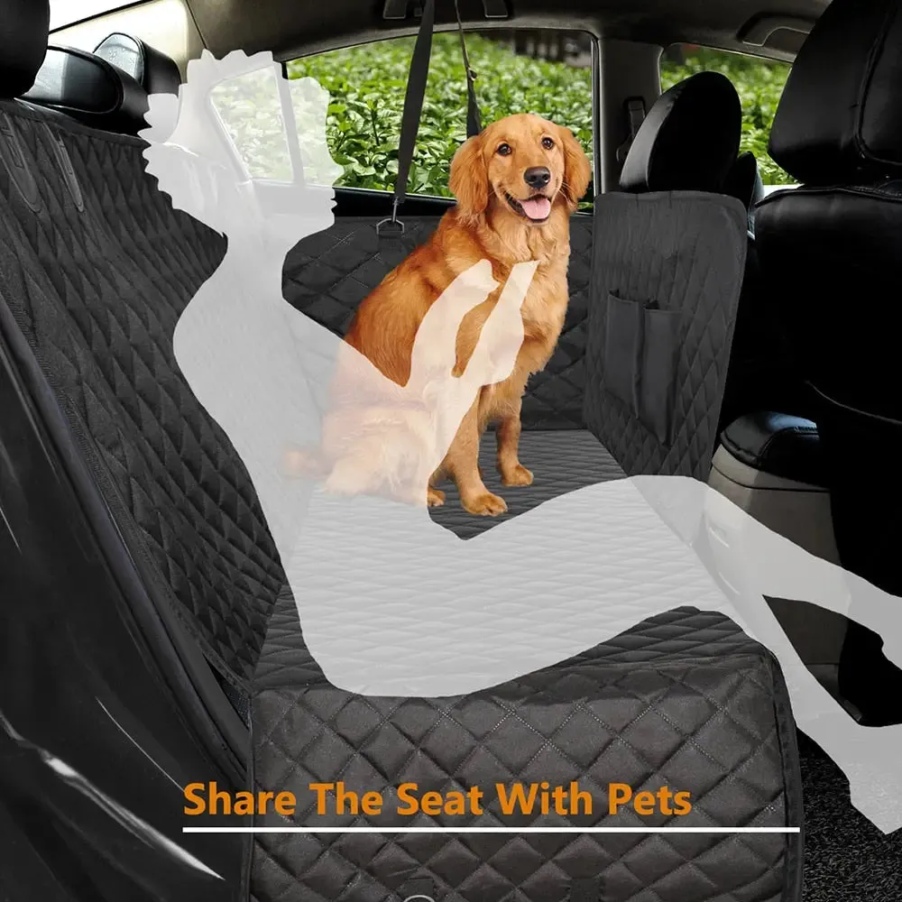 Dog Car Seat Cover 100% Waterproof with Side Flaps Pet Seat Cover for Back Seat Black Carrier Hammock Convertible