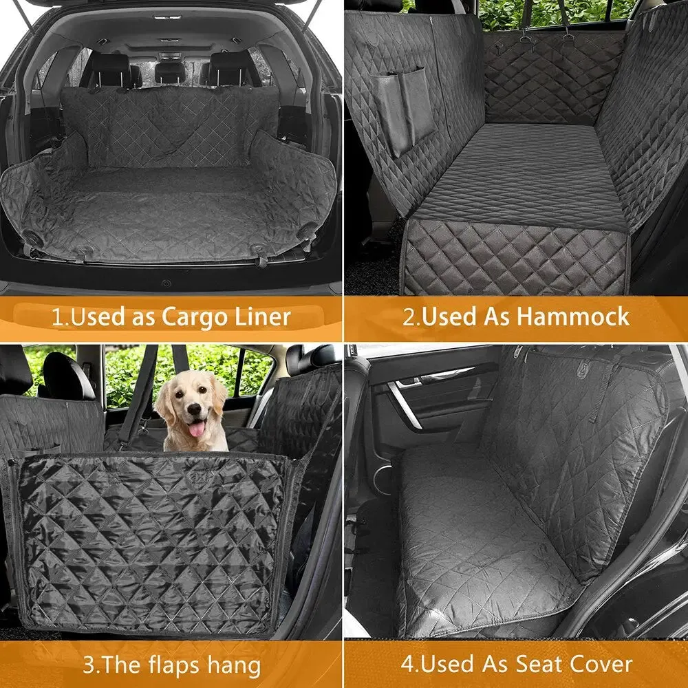 Dog Car Seat Cover 100% Waterproof with Side Flaps Pet Seat Cover for Back Seat Black Carrier Hammock Convertible