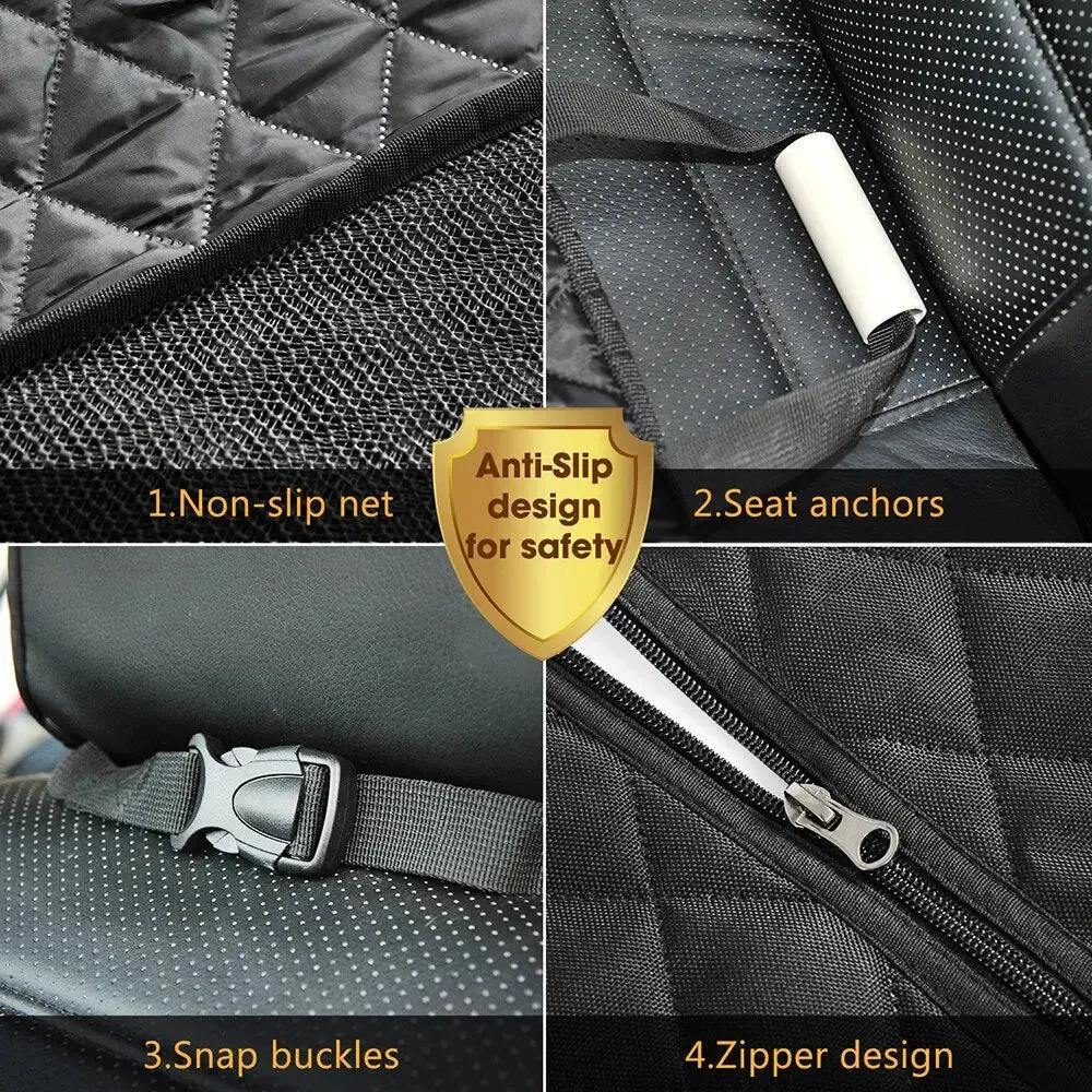 Dog Car Seat Cover 100% Waterproof with Side Flaps Pet Seat Cover for Back Seat Black Carrier Hammock Convertible