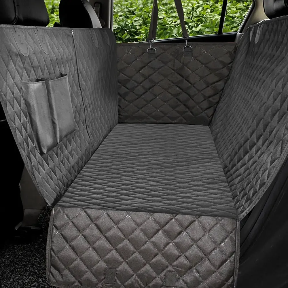 Dog Car Seat Cover 100% Waterproof with Side Flaps Pet Seat Cover for Back Seat Black Carrier Hammock Convertible