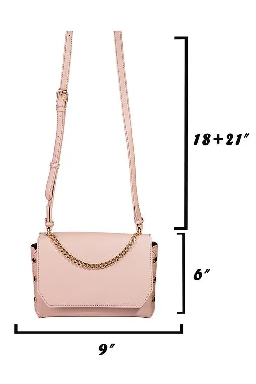 Faux Leather Chain Design Shoulder Bag