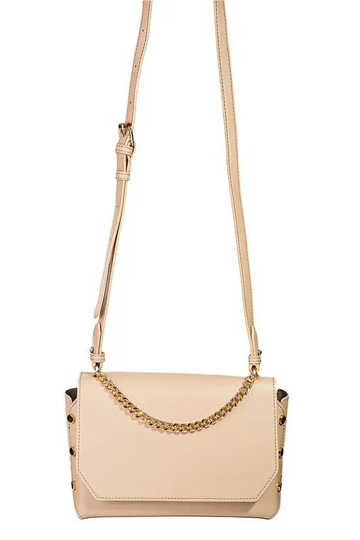 Faux Leather Chain Design Shoulder Bag