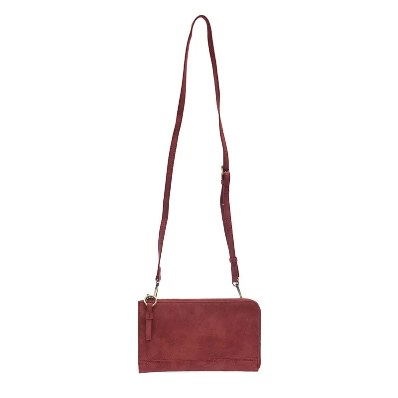 Faux Suede Karina Wristlet & Wallet in Rust