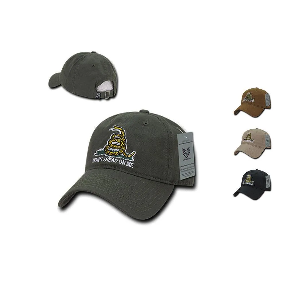 Gadsden Flag Rattlesnake Tea Party Don't Tread On Me Baseball Dad Caps Hats Polo