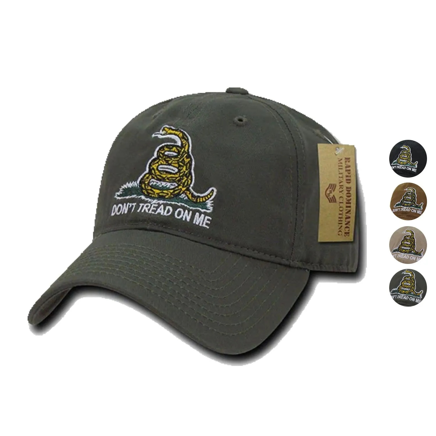Gadsden Flag Rattlesnake Tea Party Don't Tread On Me Baseball Dad Caps Hats Polo