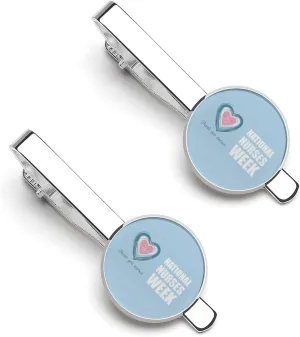 Happy Nurse Appreciation Week Day Tie Clips for Men 2 Pcs Necktie Bar Pinch Clothing Accessories Suitable for Wedding Business Anniversary