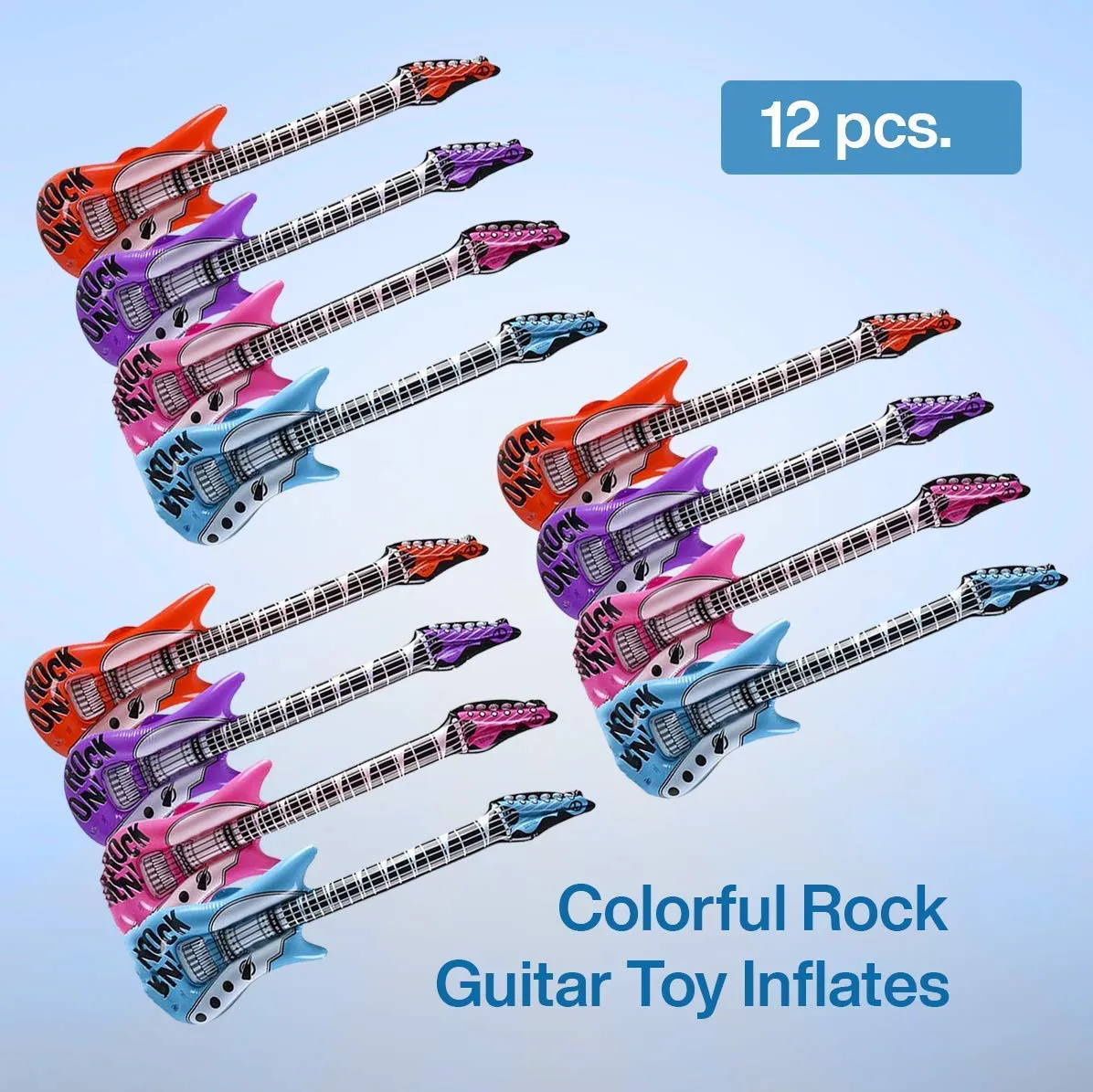 Kicko 42 Inch Inflatable Rock Guitar Toy - 12 Pieces of Colorful Electric Musical