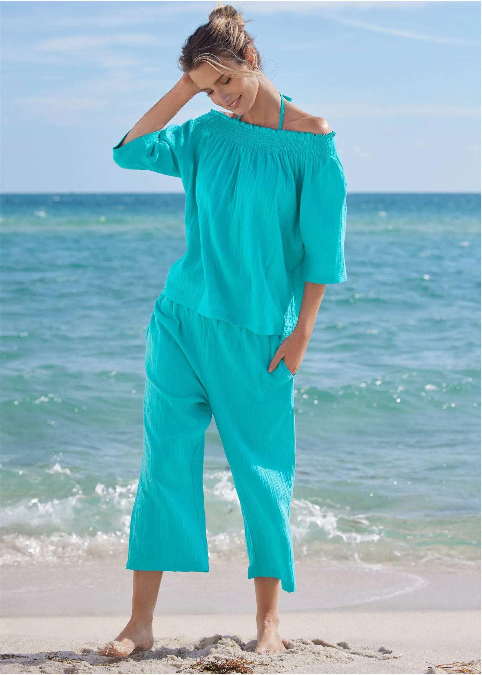 Pack And Go Shirt Cover-Up - Aqua Reef
