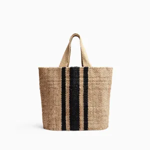 Playa Striped Small Hemp Tote - Natural/Black