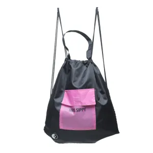 POOL DRAWSTRING BAG BLACK & PINK