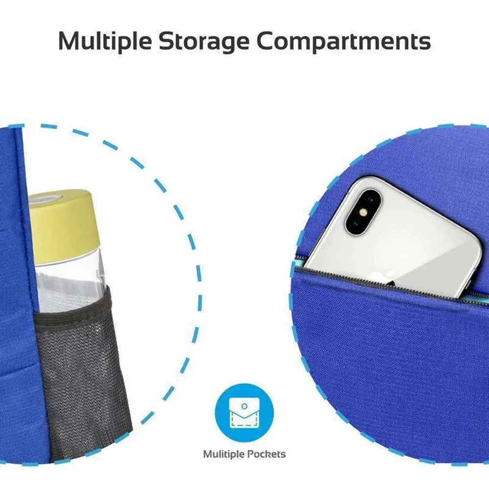 Promate Backpack Multiple Pockets for Laptops Up to 15.6" Blue