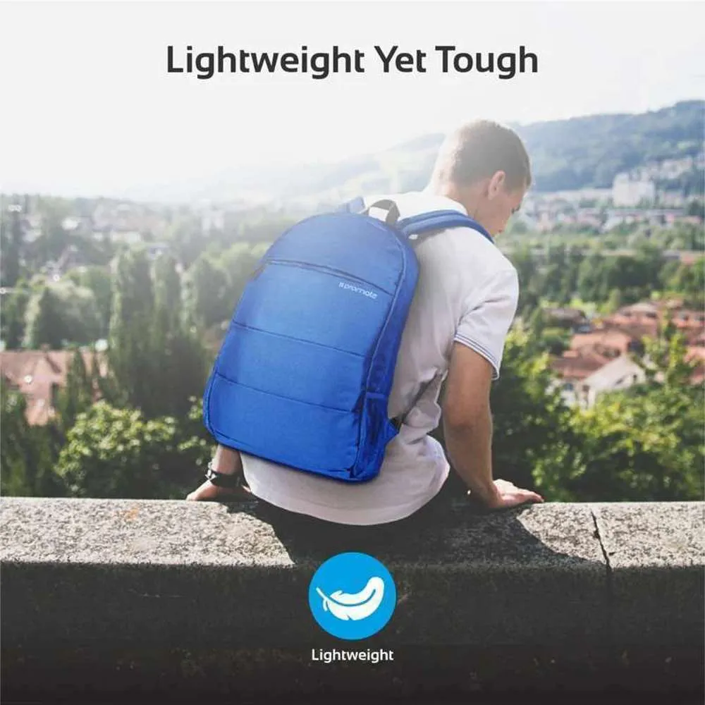 Promate Backpack Multiple Pockets for Laptops Up to 15.6" Blue