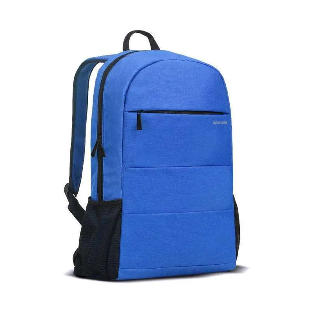 Promate Backpack Multiple Pockets for Laptops Up to 15.6" Blue