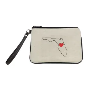 "Orlando Love" Embroidered Canvas Vegan Wristlet/Crossbody Bag (Multicolored)