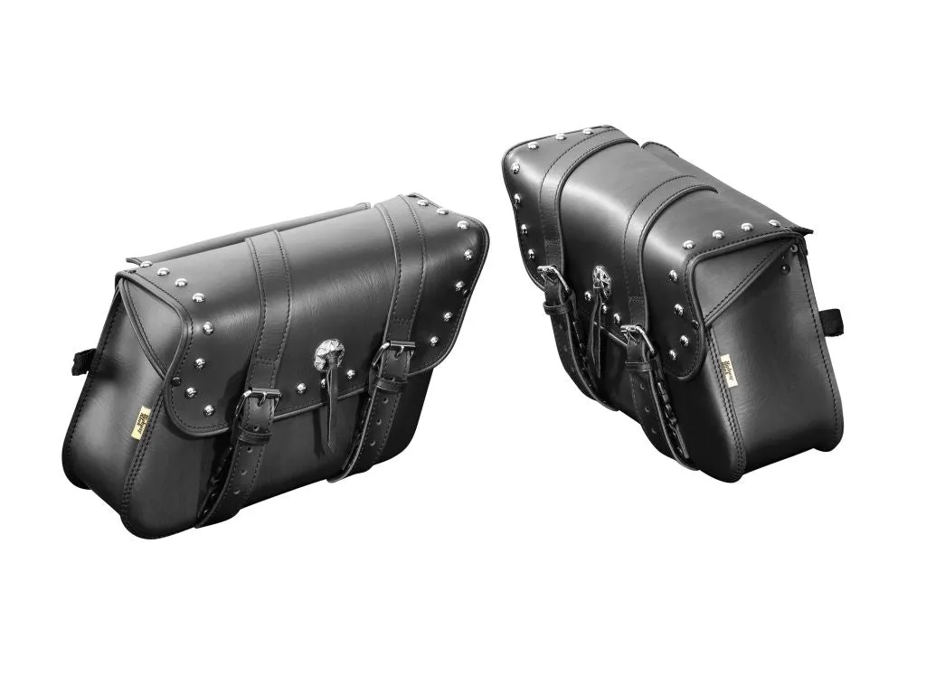 Real Leather Houston Saddlebags with Studs - Highway Hawk H02-2611