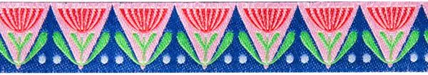 Red & Pink Art Deco Flowers  by Jane Sassaman - 7/8" -by the yard