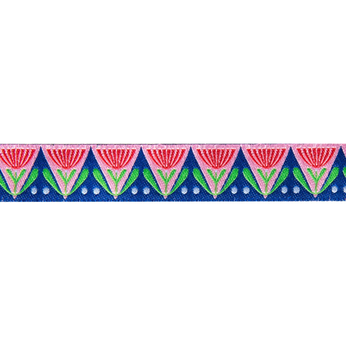 Red & Pink Art Deco Flowers  by Jane Sassaman - 7/8" -by the yard