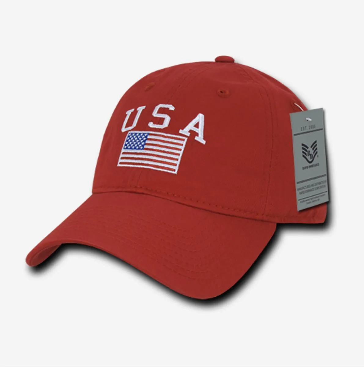 Relaxed USA Flag American Team Patriotic Washed Cotton Baseball Dad Cap Hats