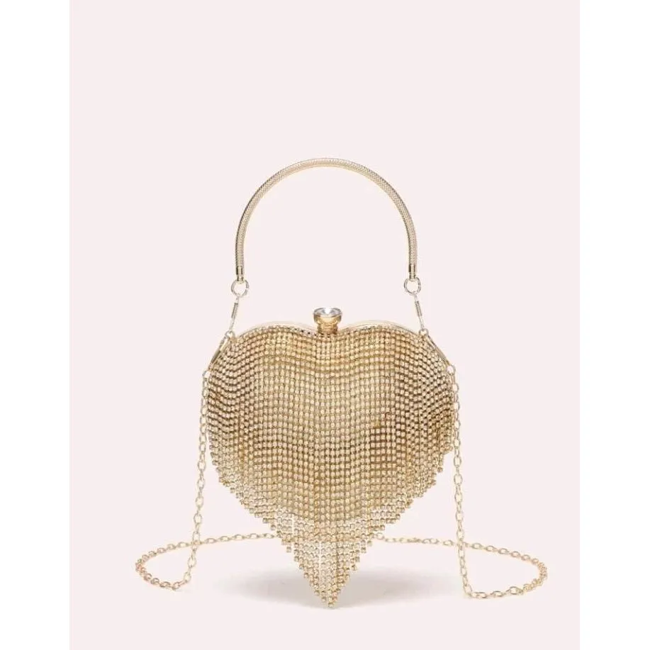 Rhinestone Love Clutch Handbag