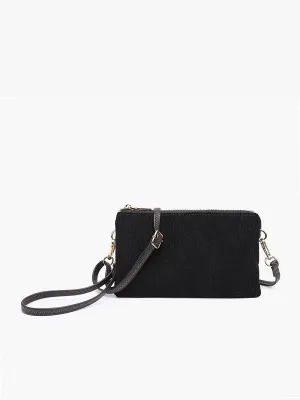 Riley Corduroy Crossbody Wristlet -Black
