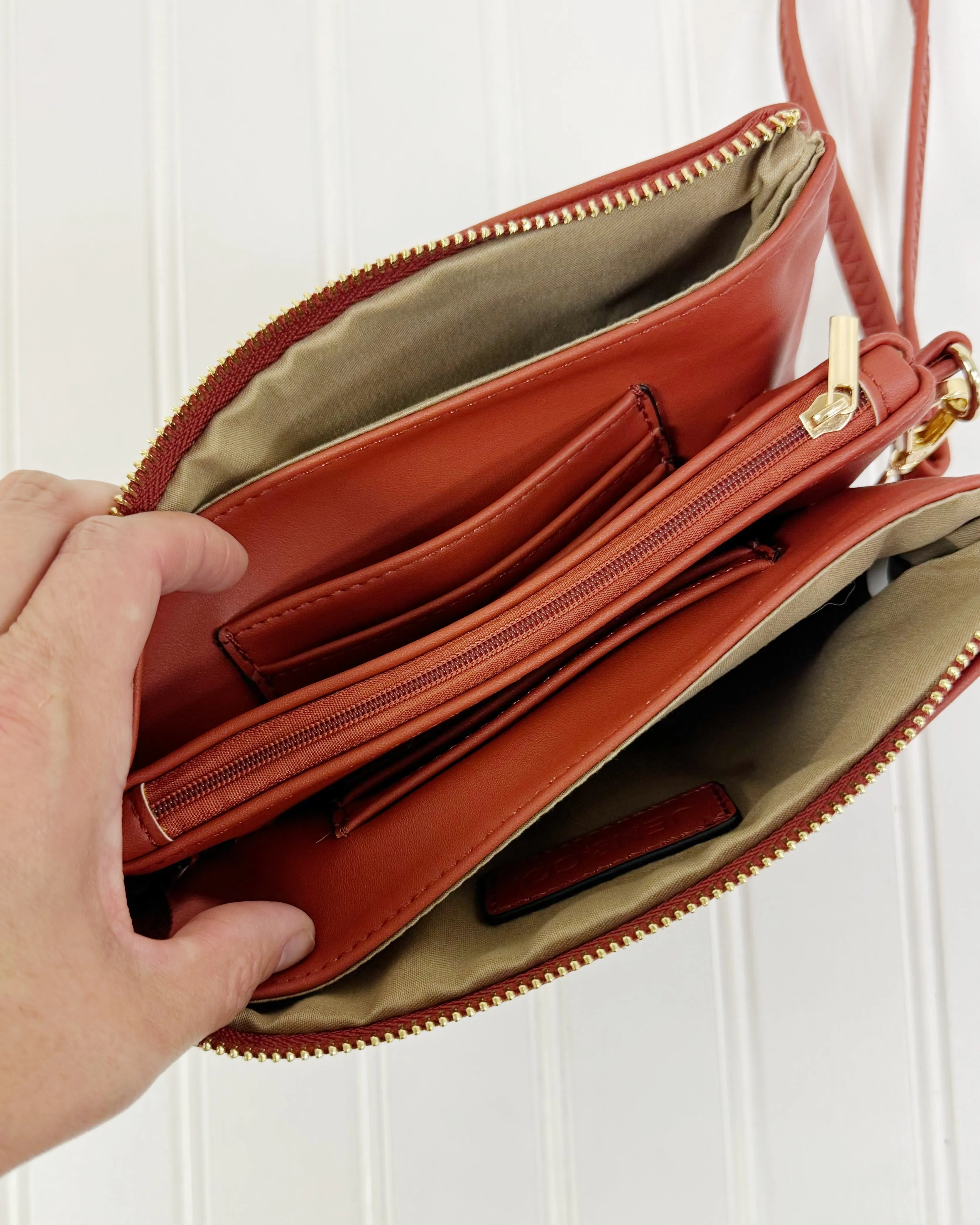 Riley Crossbody/Wristlet in Brick FINAL SALE